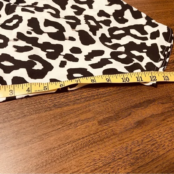 LOFT Black and White Leopard Print Balloon Sleeve Top - Picture 6 of 9